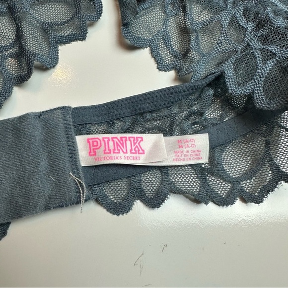 PINK Victoria's Secret Gray Lace Bralette halter - Picture 4 of 6